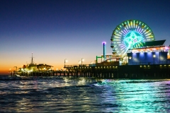 Santa Monica Beach at night