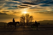 Riding through sunset