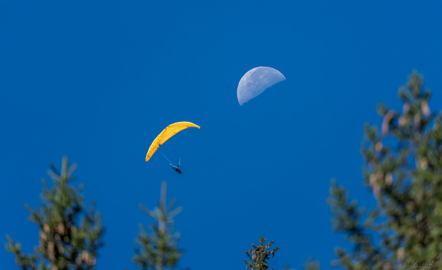 2026-09-05 Paraglider and the moon / Gleitschirmflieger und der Mond
